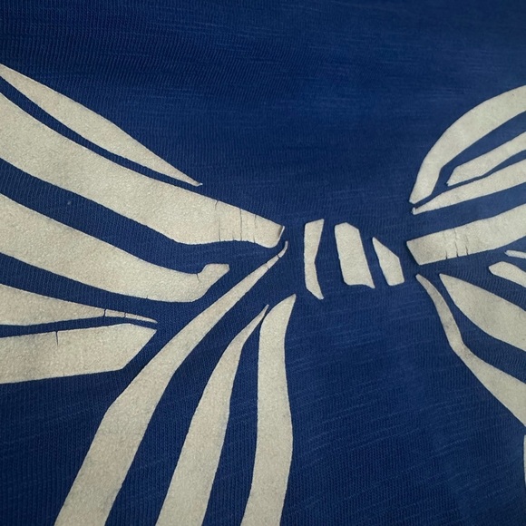 Adidas Blue Bow Logo Cotton Striped Girly Graphic Tee Size: S • Y2K Vintage - Picture 7 of 7